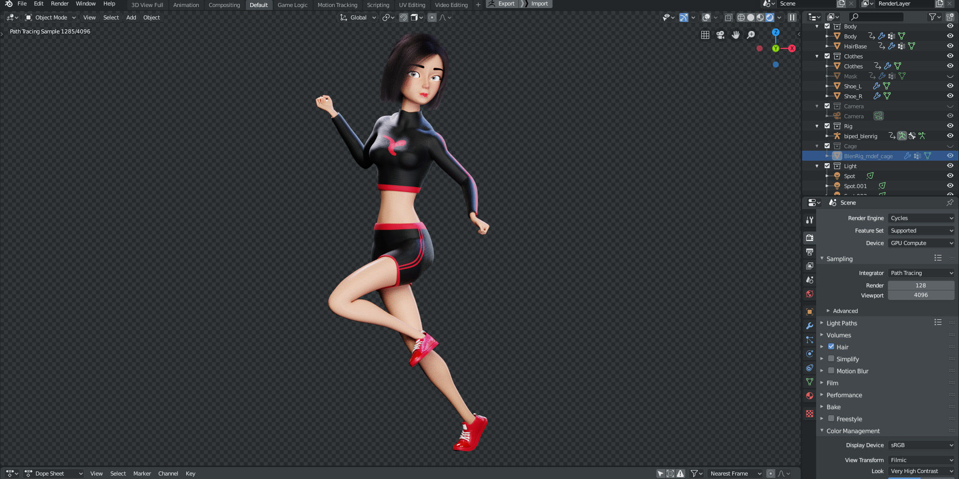 Rigged - Stylized Character Girl - Blender Cycles And Eevee 3D model_6