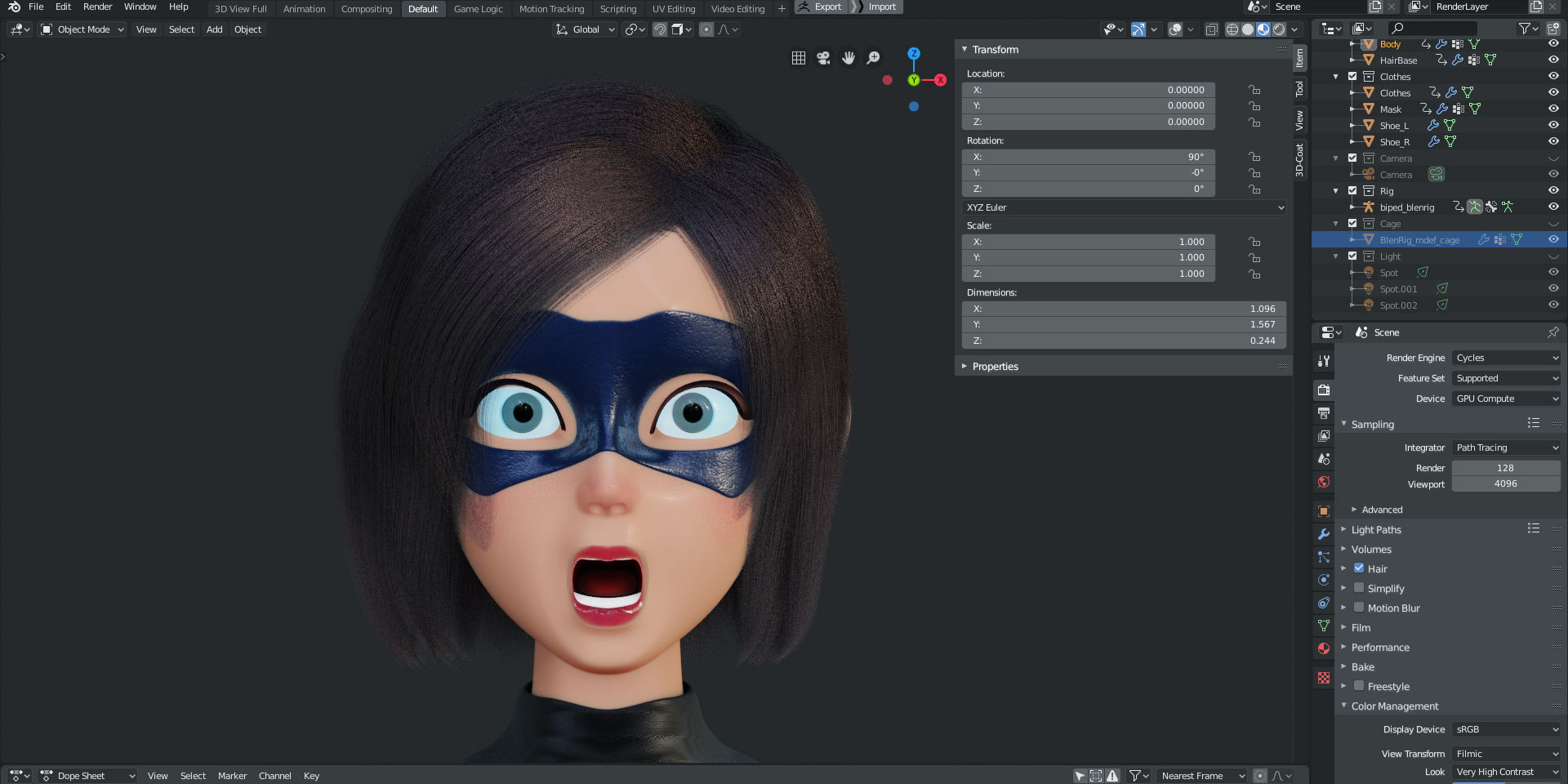 Rigged - Stylized Character Girl - Blender Cycles And Eevee 3D model_9