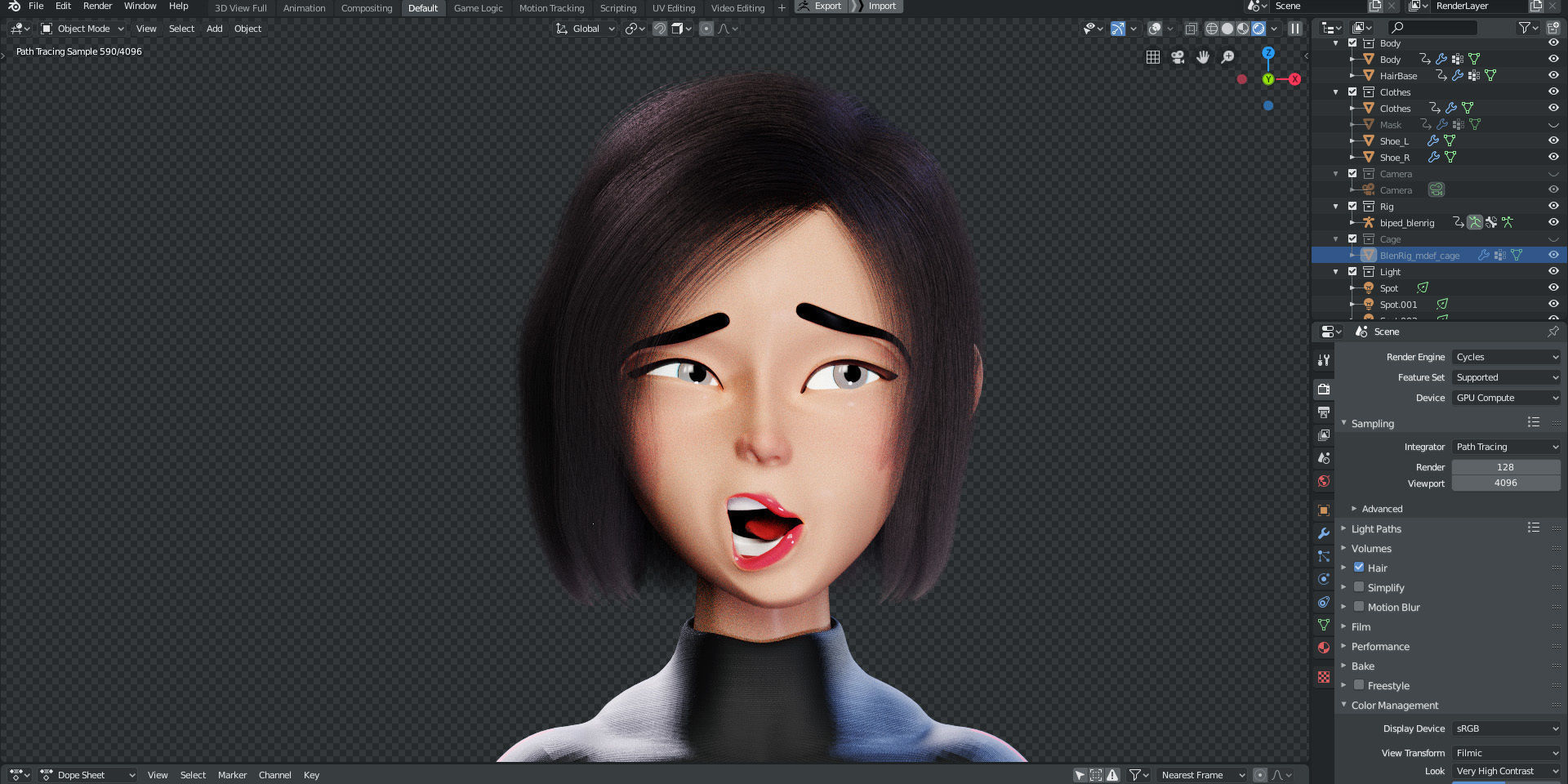 Rigged - Stylized Character Girl - Blender Cycles And Eevee 3D model_5