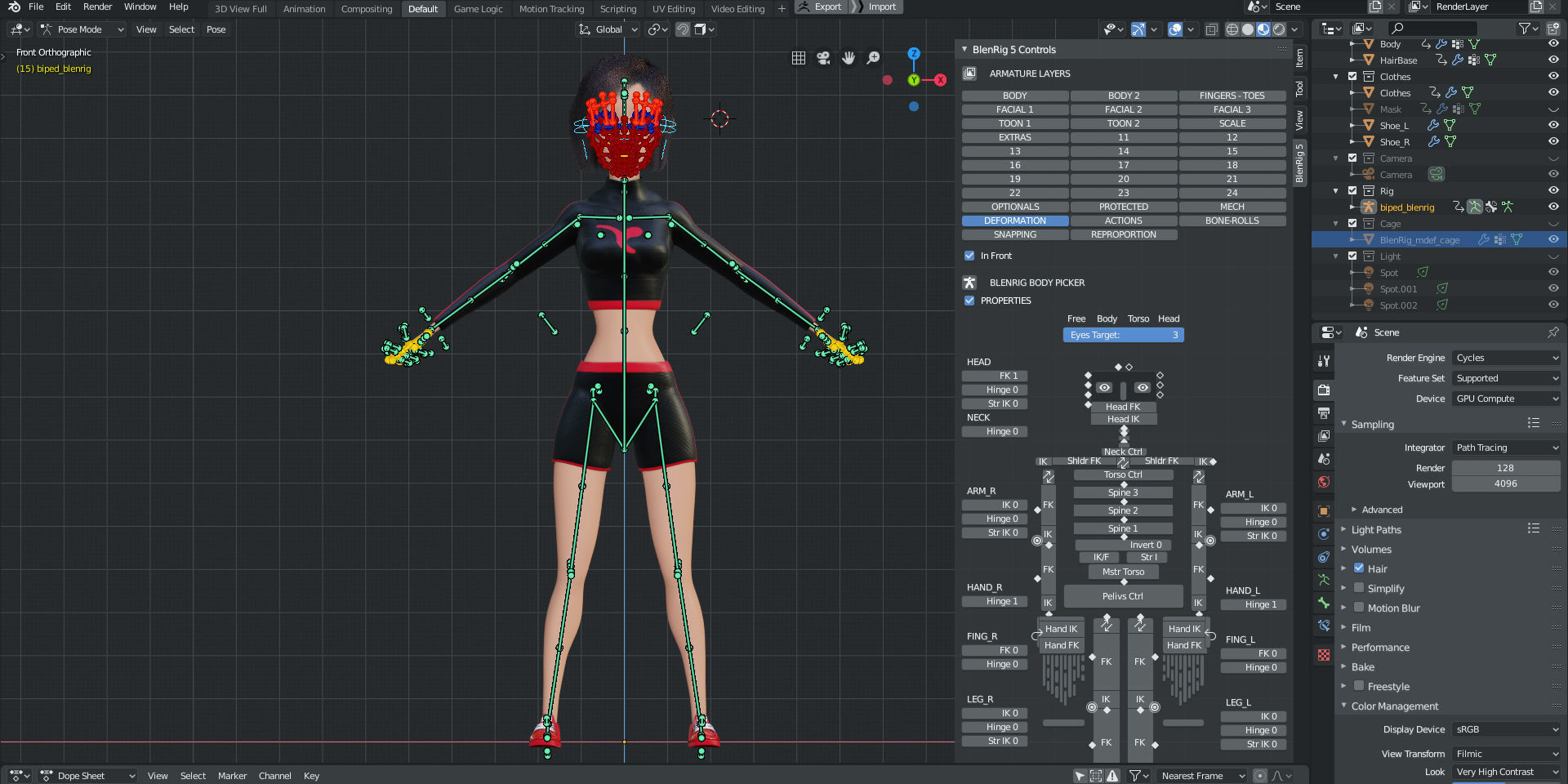 Rigged - Stylized Character Girl - Blender Cycles And Eevee 3D model_17
