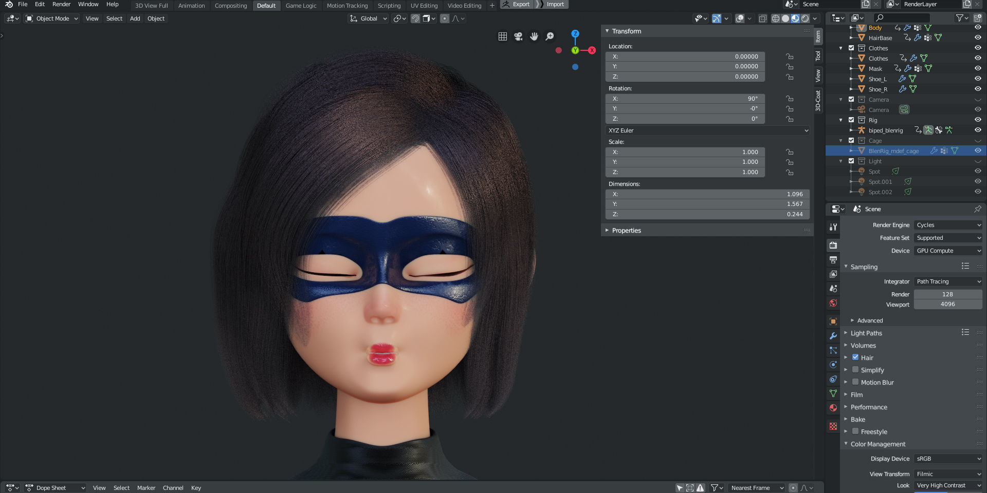 Rigged - Stylized Character Girl - Blender Cycles And Eevee 3D model_8