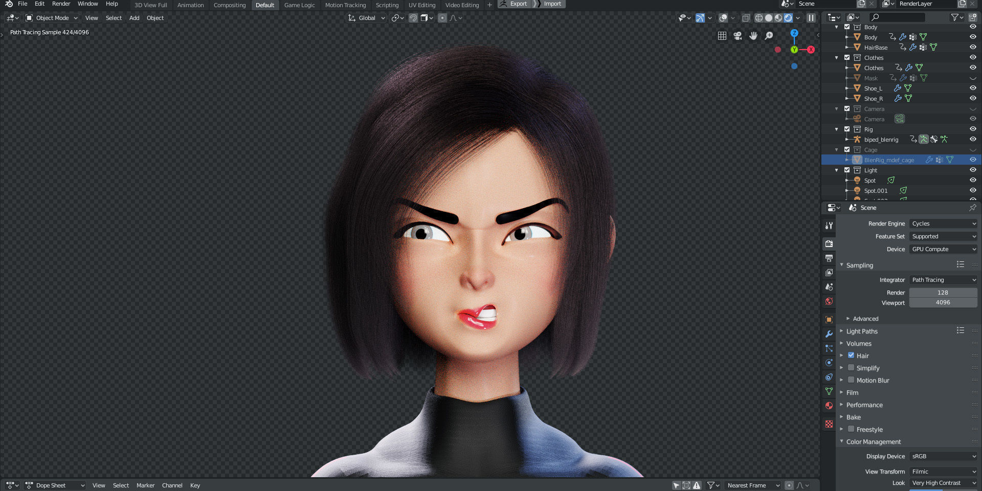 Rigged - Stylized Character Girl - Blender Cycles And Eevee 3D model_3