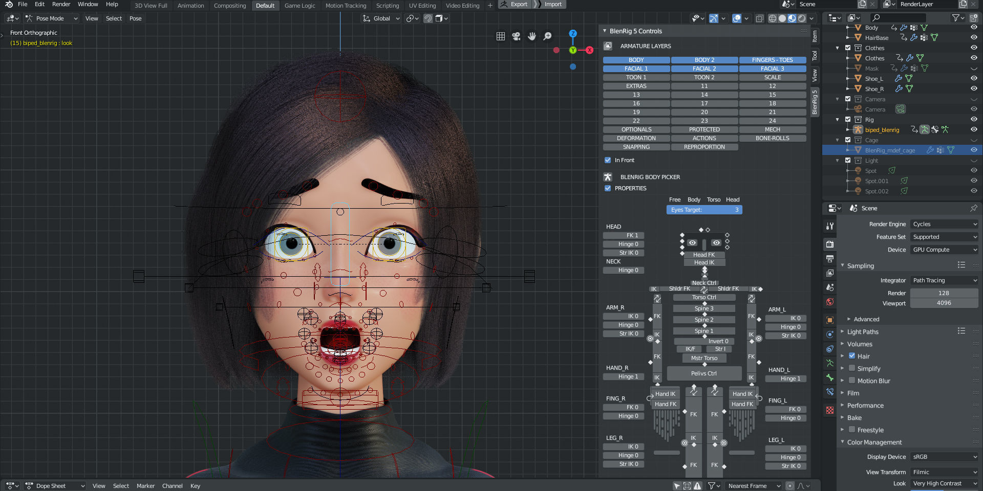 Rigged - Stylized Character Girl - Blender Cycles And Eevee 3D model_15