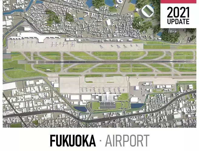 Fukuoka Airport Low-poly 3D model