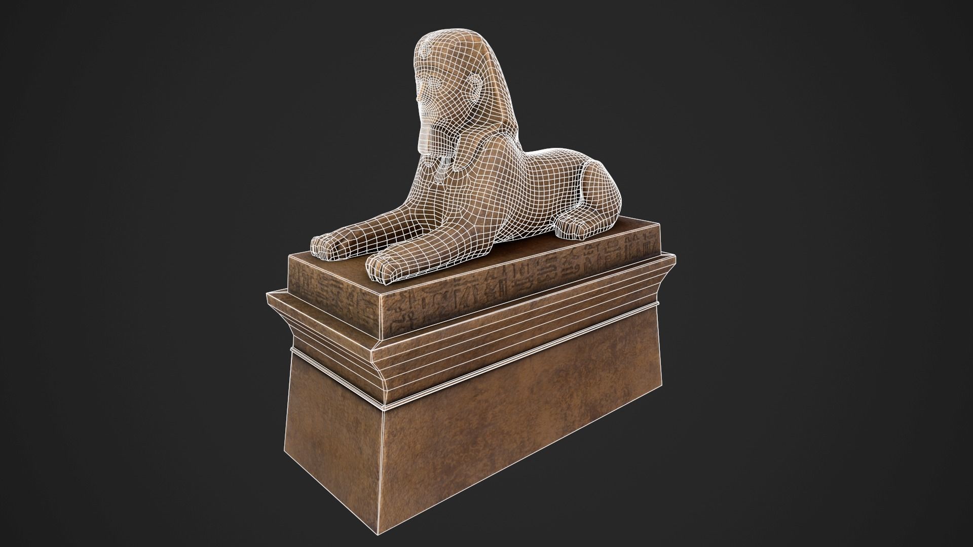 Sphinx egyptian statue Low-poly 3D model_6