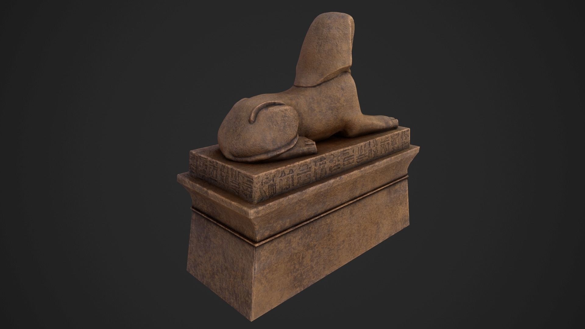 Sphinx egyptian statue Low-poly 3D model_3