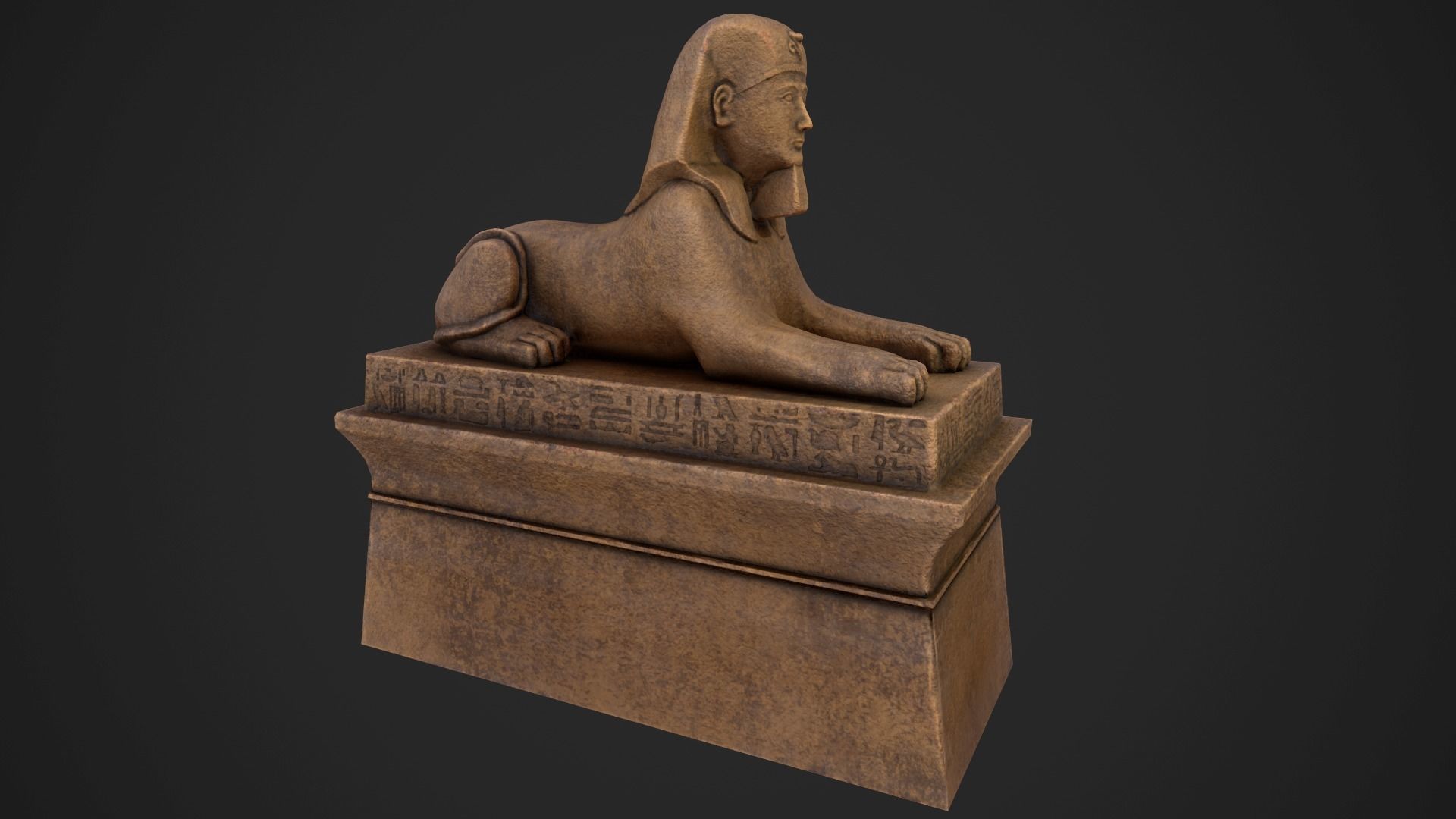 Sphinx egyptian statue Low-poly 3D model_2