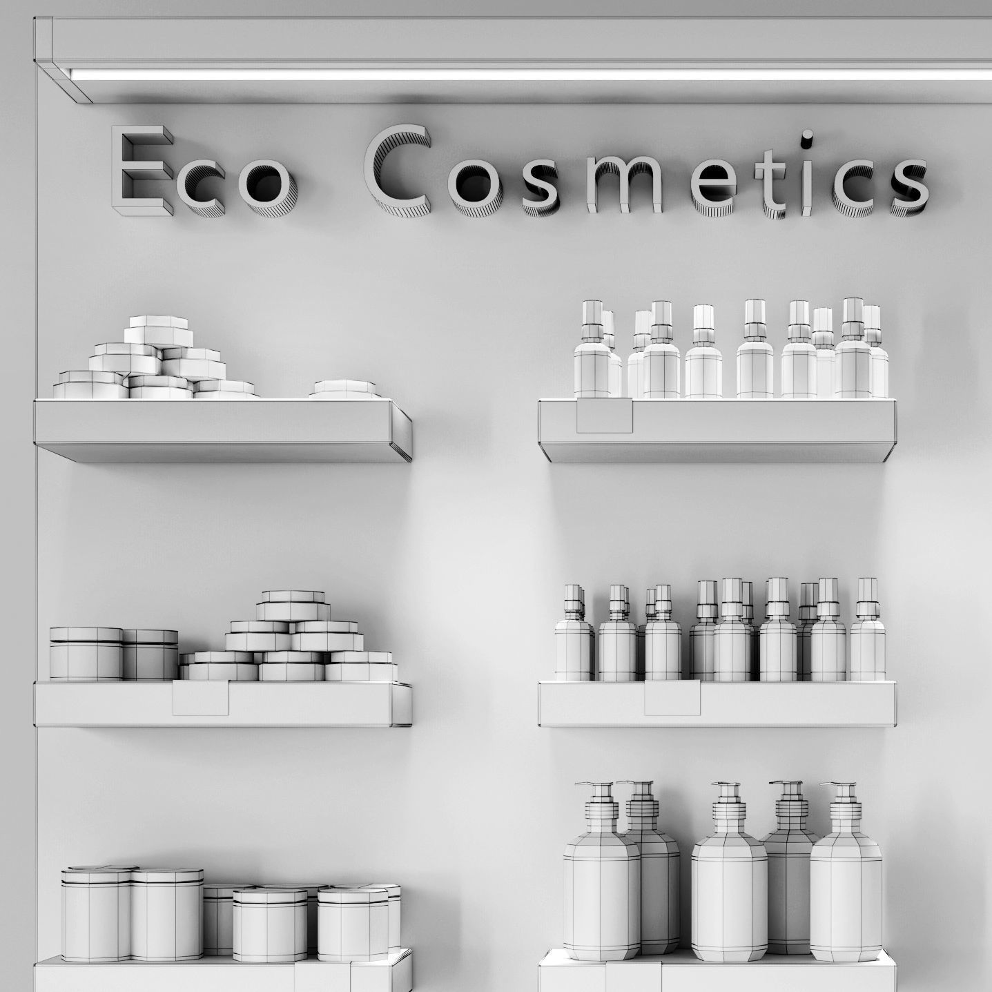 Cosmetics set Low-poly 3D model_4
