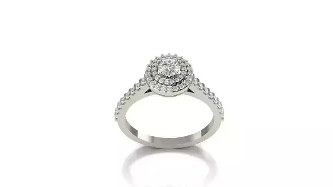 Ring 3D print model oval diamond halo engagement