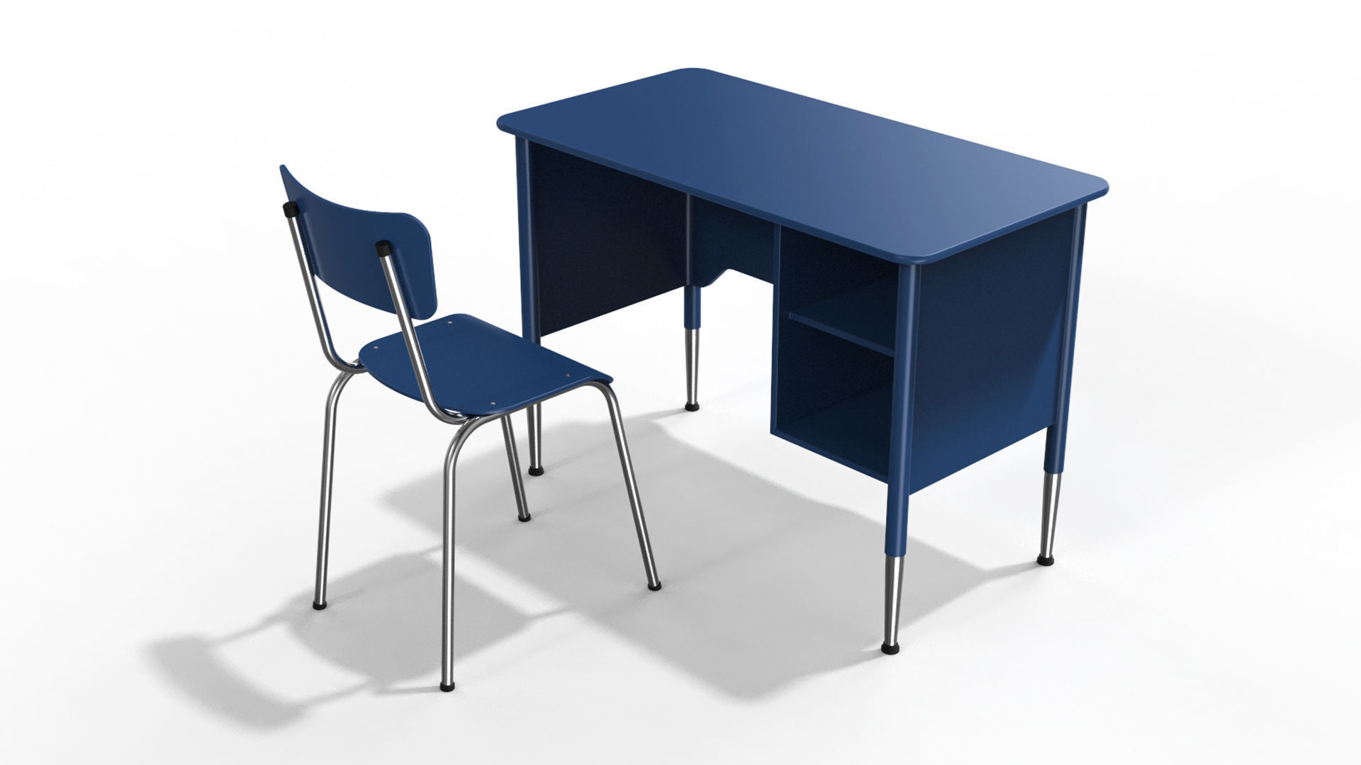 Generic School Desk and Chair 3D model CGTrader