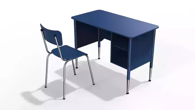 Generic School Desk and Chair 3D model
