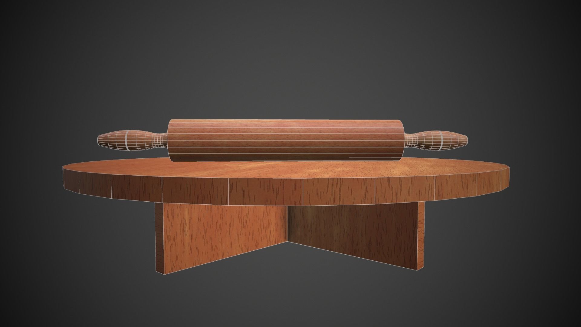 Rolling Pin and Table Low-poly 3D model_8
