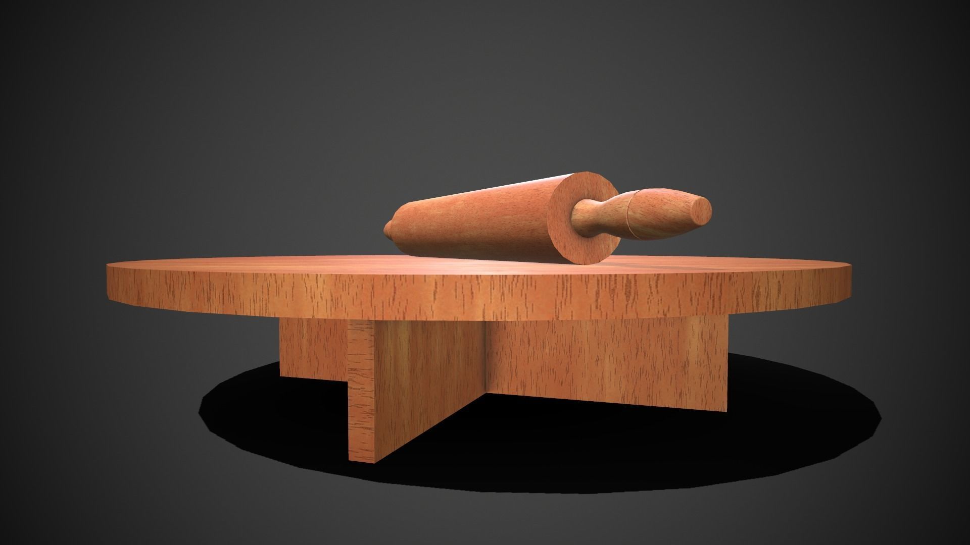 Rolling Pin and Table Low-poly 3D model_4