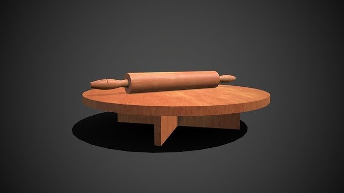 Rolling Pin and Table Low-poly 3D model