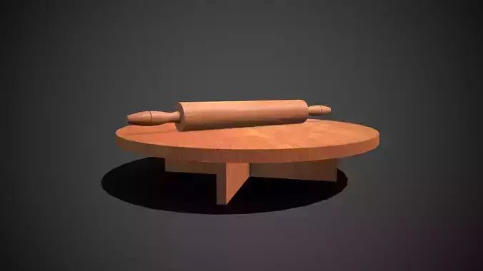 Rolling Pin and Table Low-poly 3D model