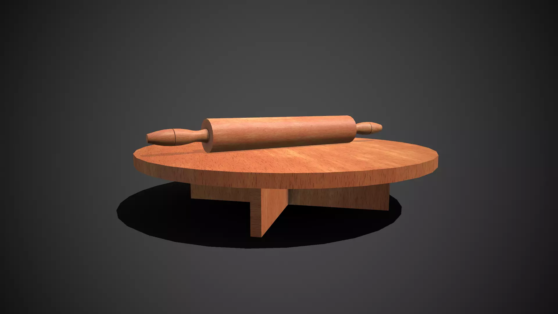 Rolling Pin and Table Low-poly 3D model_0