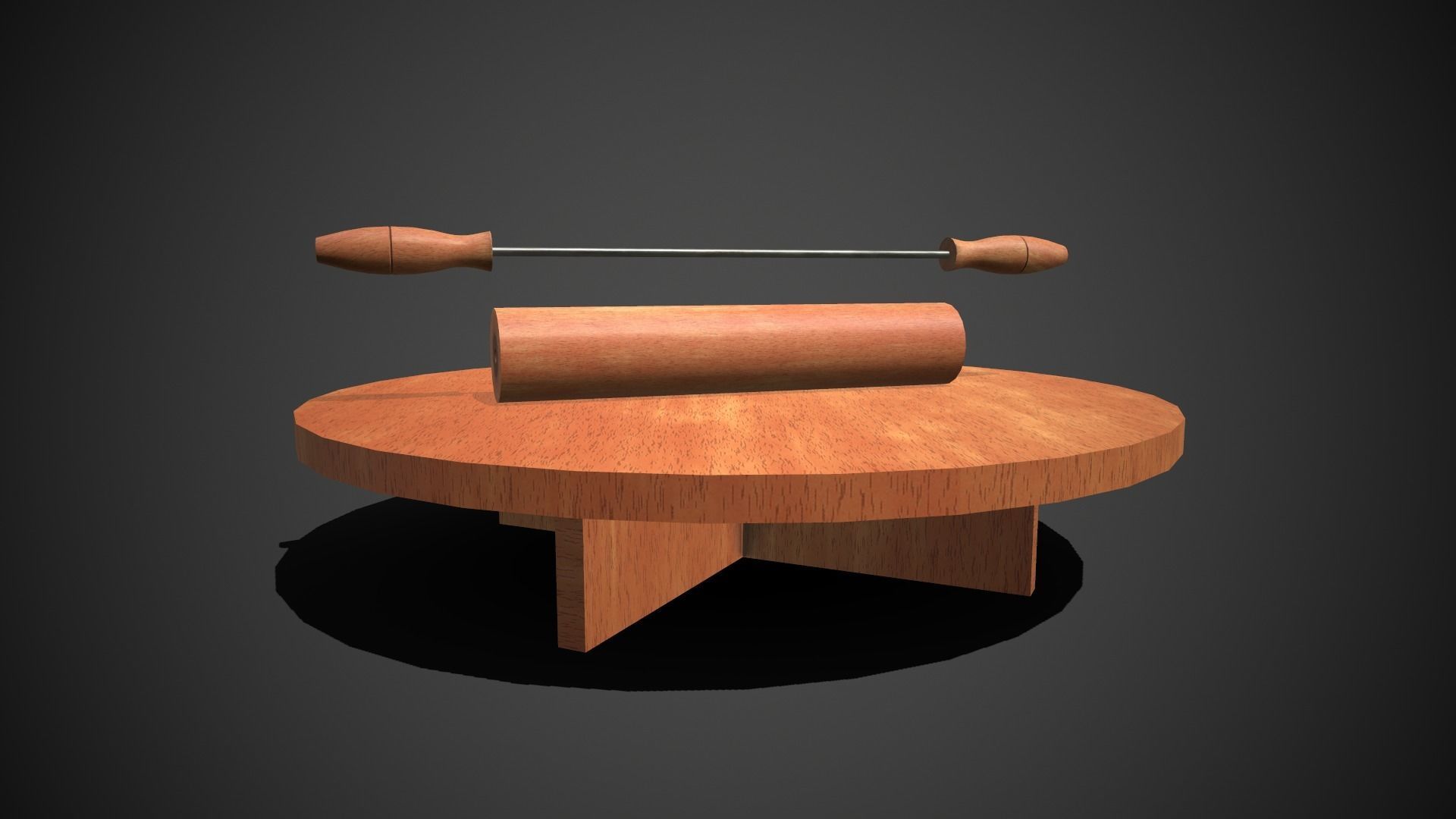 Rolling Pin and Table Low-poly 3D model_5
