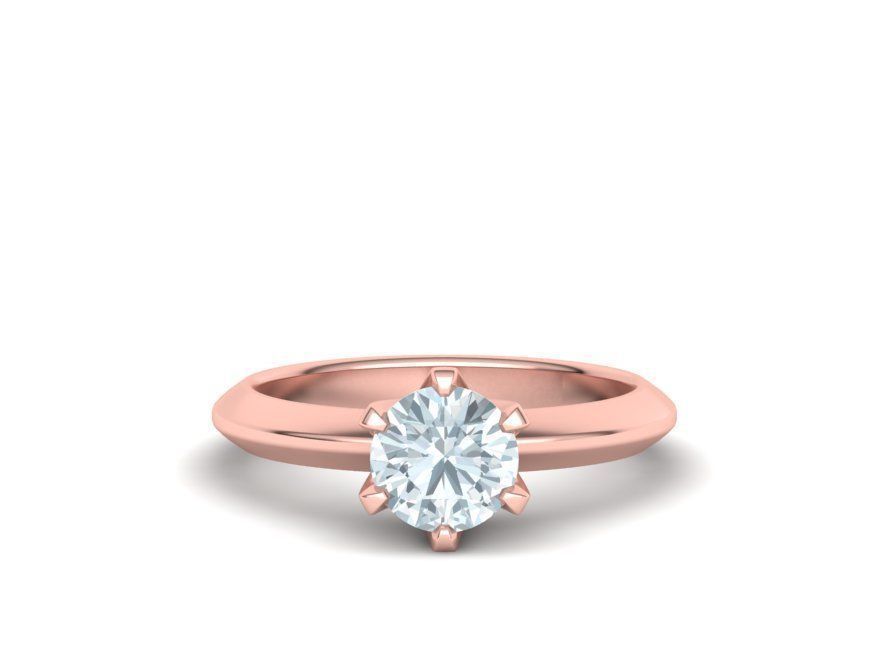 Solitaire 6claw ring with 1ct stone 3dmodel 3D print model 3D print model_13