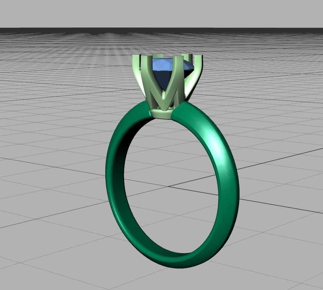 Solitaire 6claw ring with 1ct stone 3dmodel 3D print model 3D print model_6