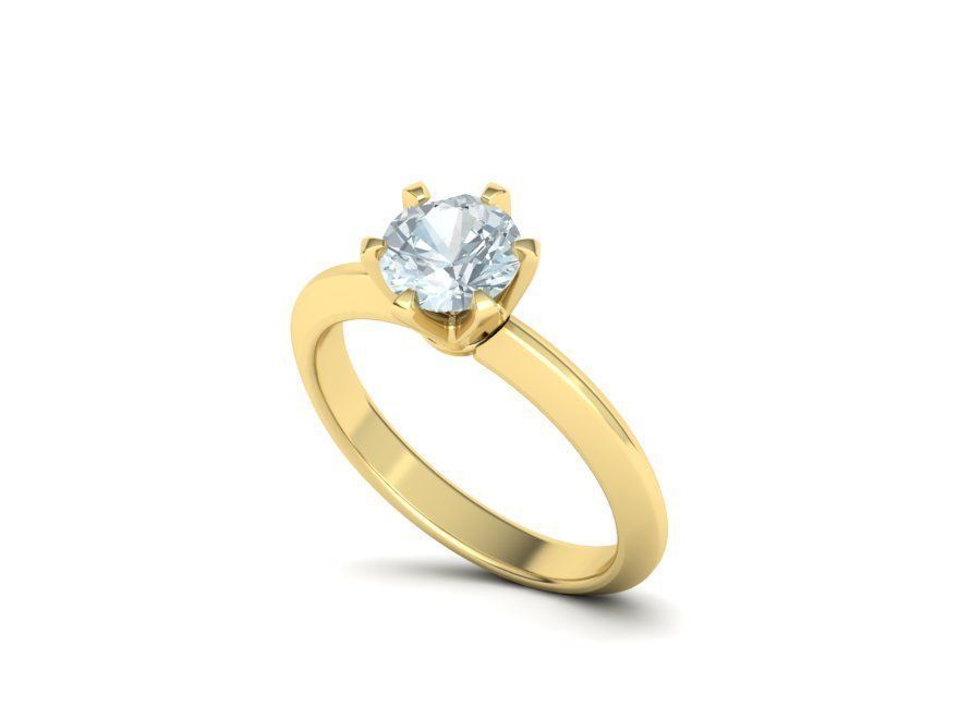 Solitaire 6claw ring with 1ct stone 3dmodel 3D print model 3D print model_2