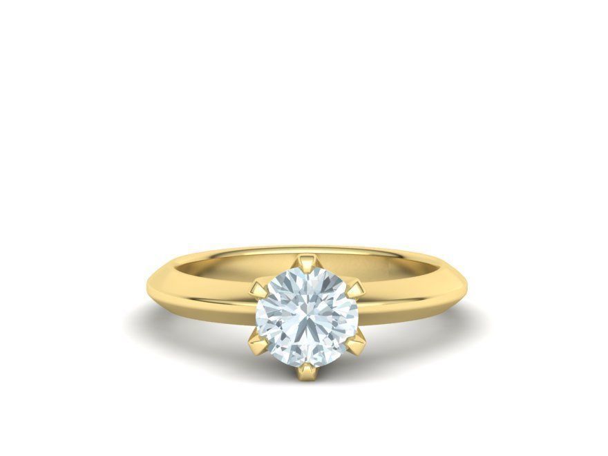 Solitaire 6claw ring with 1ct stone 3dmodel 3D print model 3D print model_12