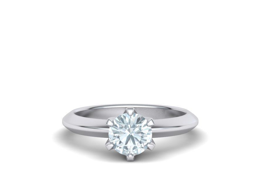 Solitaire 6claw ring with 1ct stone 3dmodel 3D print model 3D print model_11