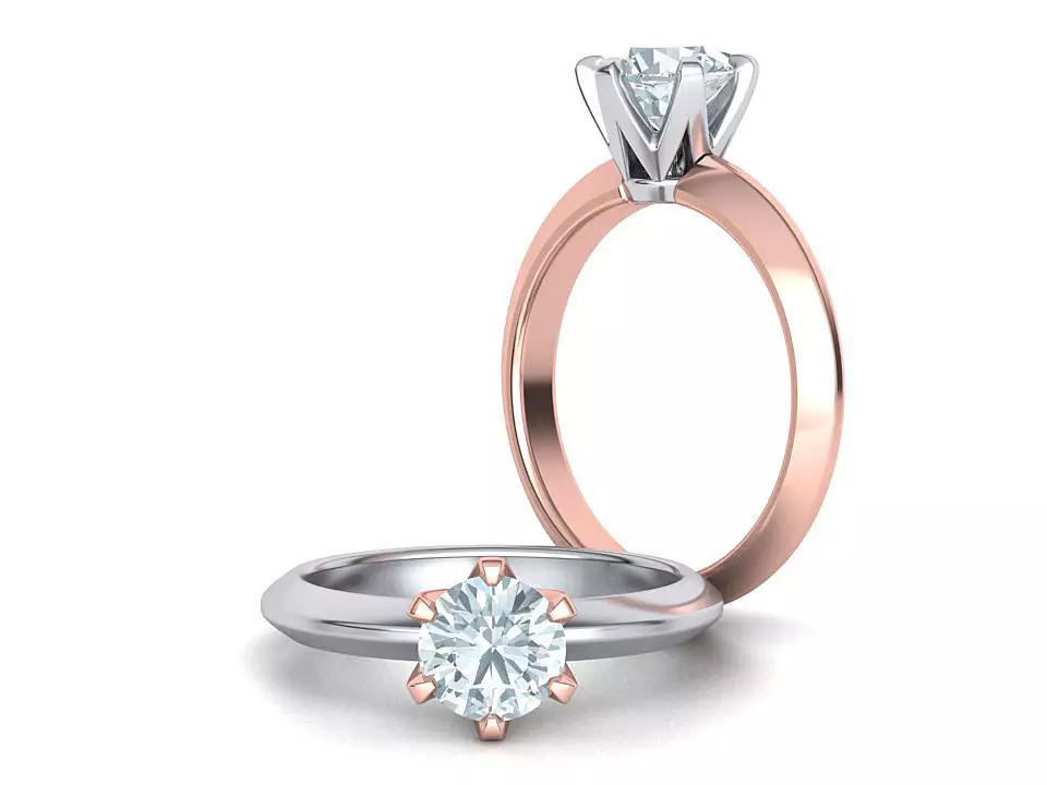 Solitaire 6claw ring with 1ct stone 3dmodel 3D print model 3D print model_0