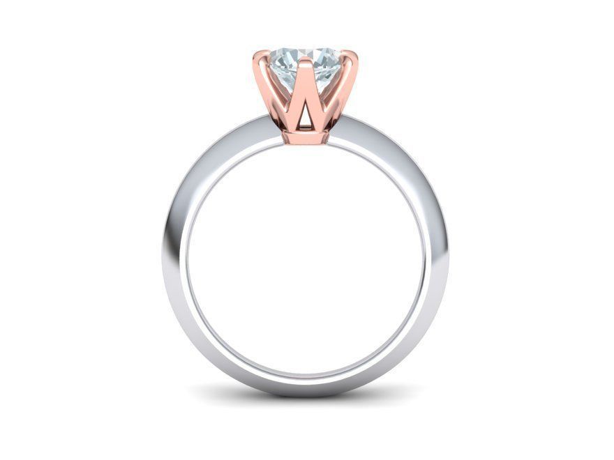 Solitaire 6claw ring with 1ct stone 3dmodel 3D print model 3D print model_18