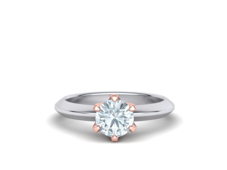 Solitaire 6claw ring with 1ct stone 3dmodel 3D print model 3D print model_14