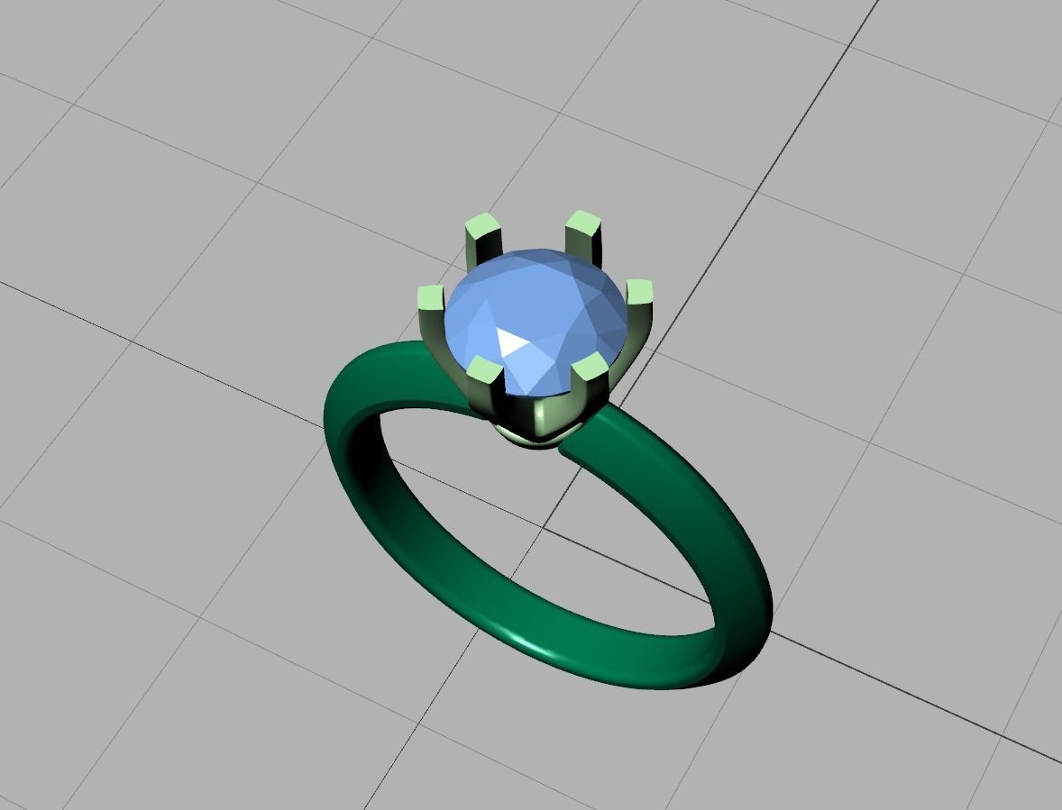Solitaire 6claw ring with 1ct stone 3dmodel 3D print model 3D print model_7