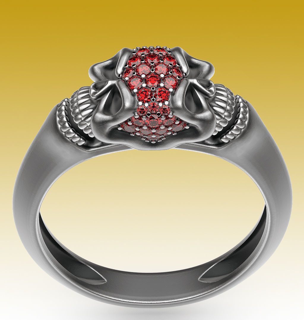 Ring Twin Skulls 3D print model_1