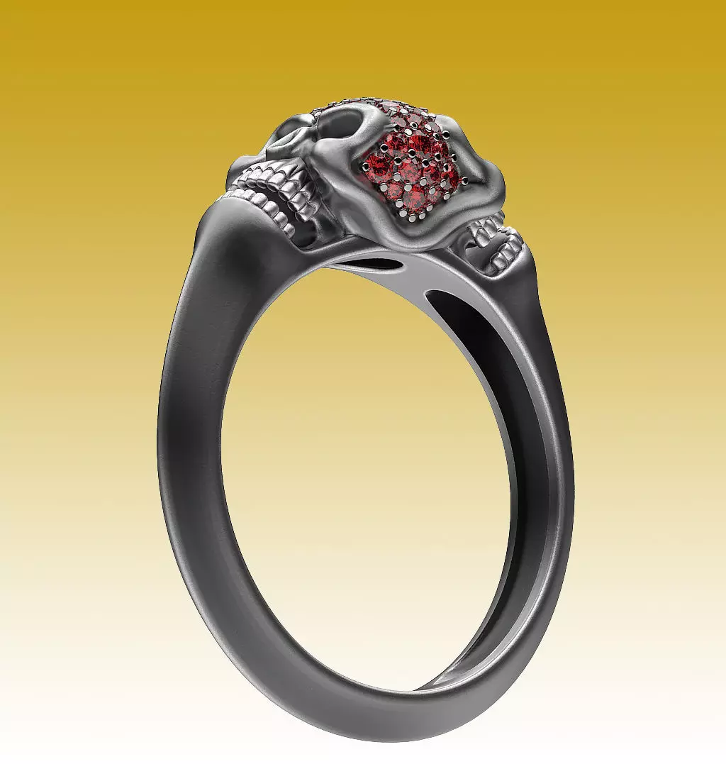 Ring Twin Skulls 3D print model_0