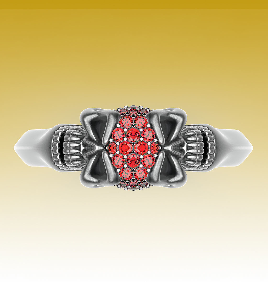 Ring Twin Skulls 3D print model_5