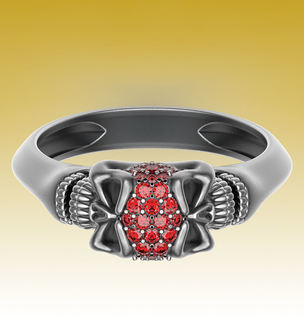 Ring Twin Skulls 3D print model_3