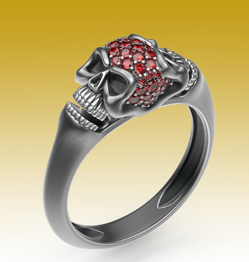 Ring Twin Skulls 3D print model_2