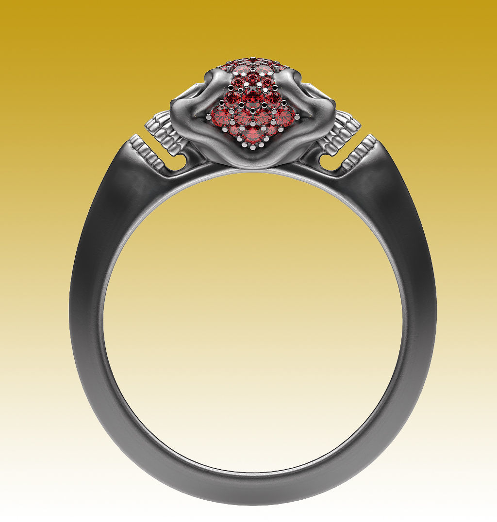 Ring Twin Skulls 3D print model_6