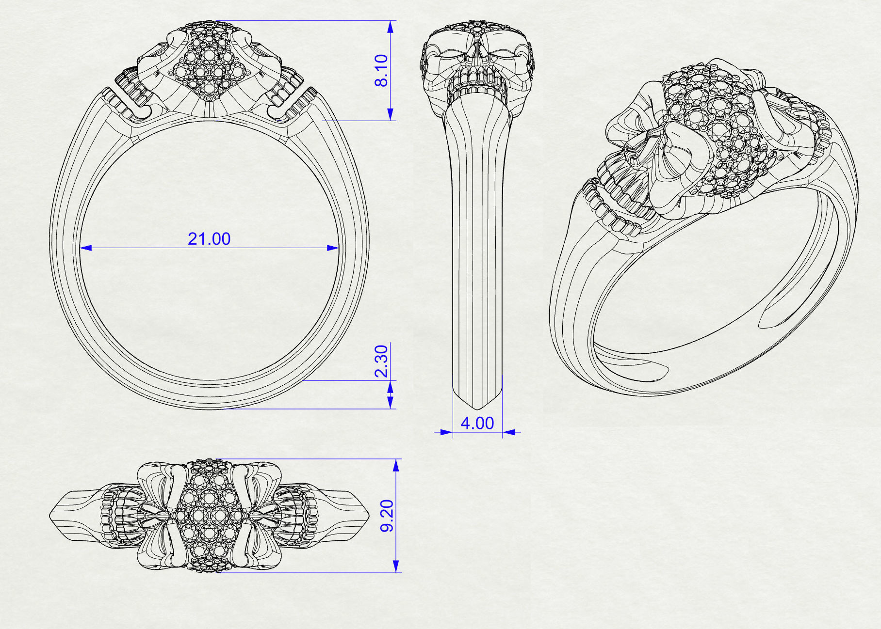 Ring Twin Skulls 3D print model_10