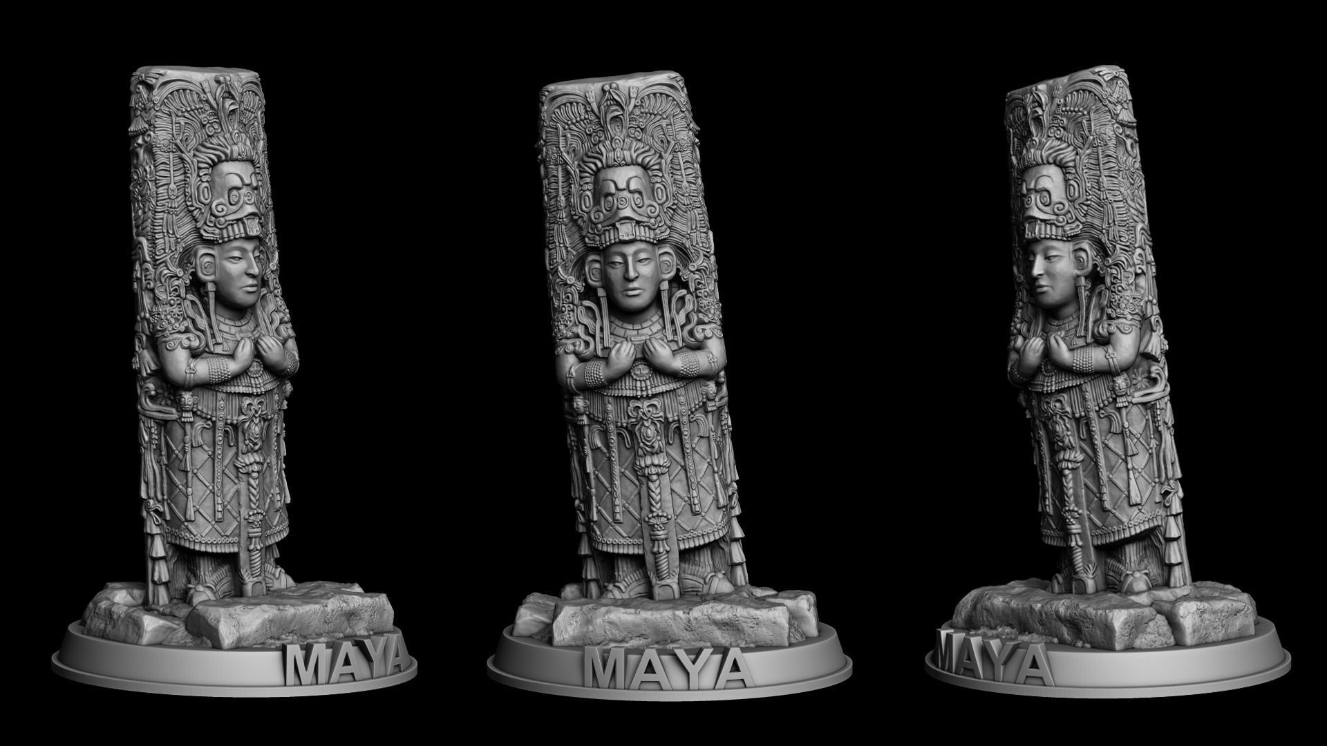 Ancient Mayan Statue 3D print model_3