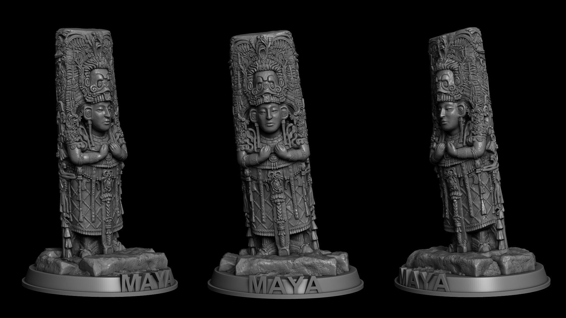 Ancient Mayan Statue 3D print model_4