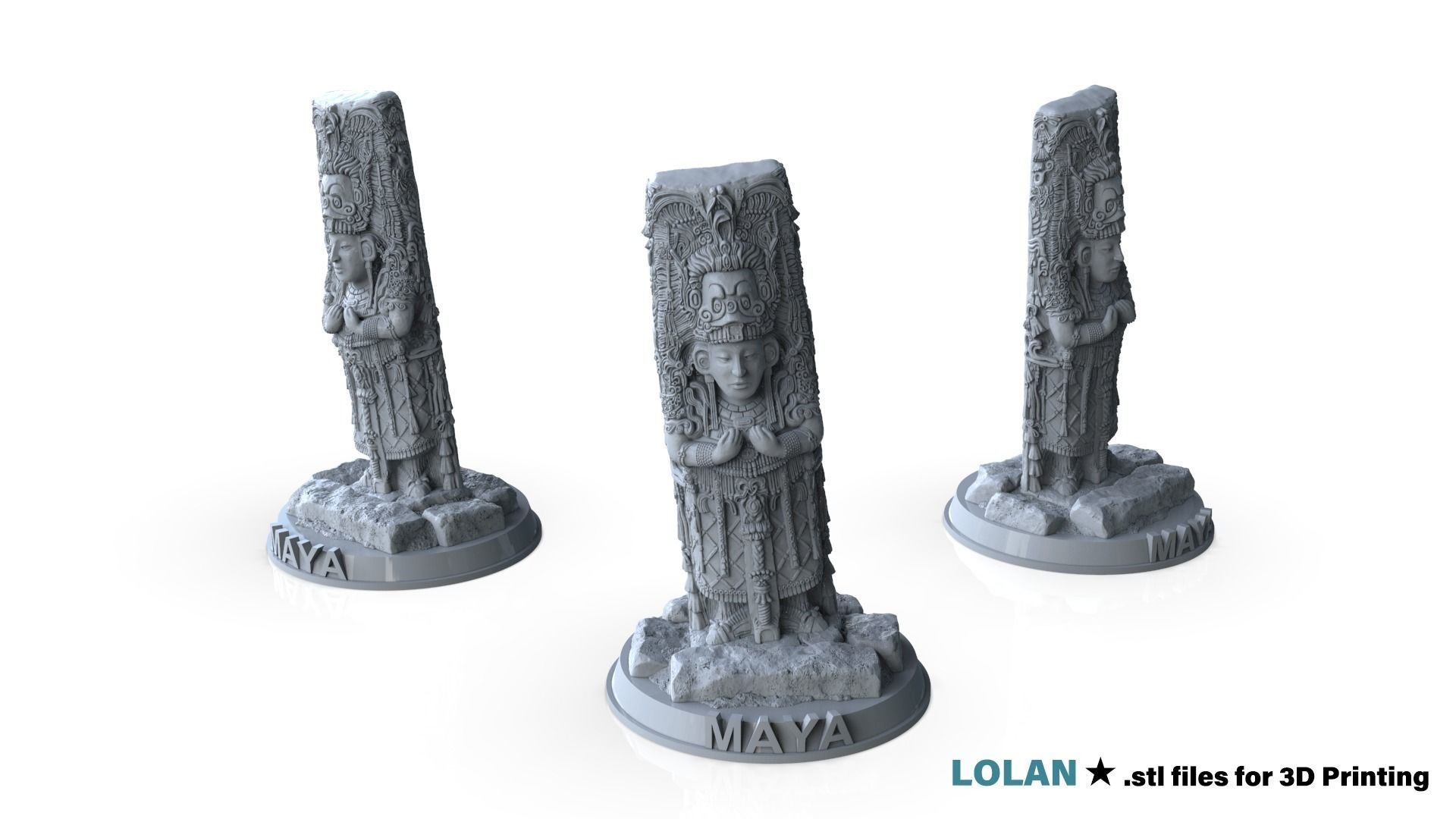 Ancient Mayan Statue 3D print model_2