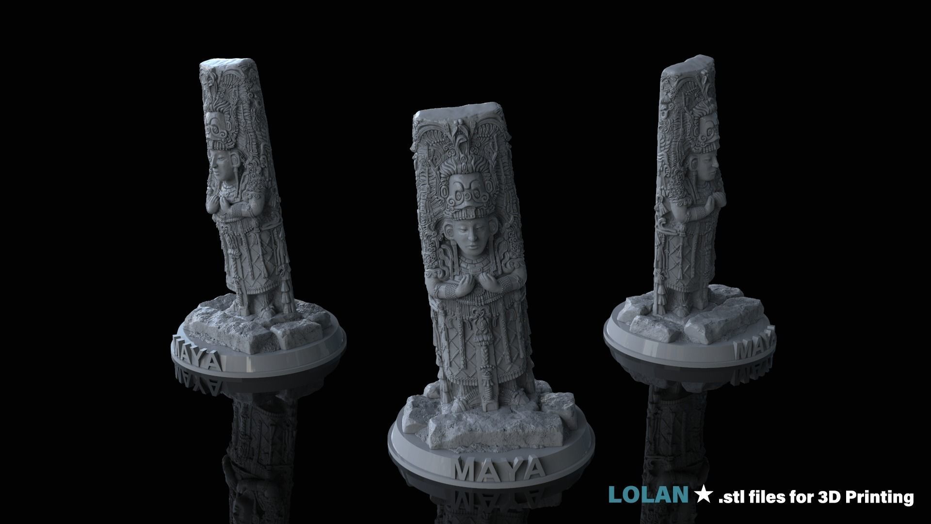 Ancient Mayan Statue 3D print model_1