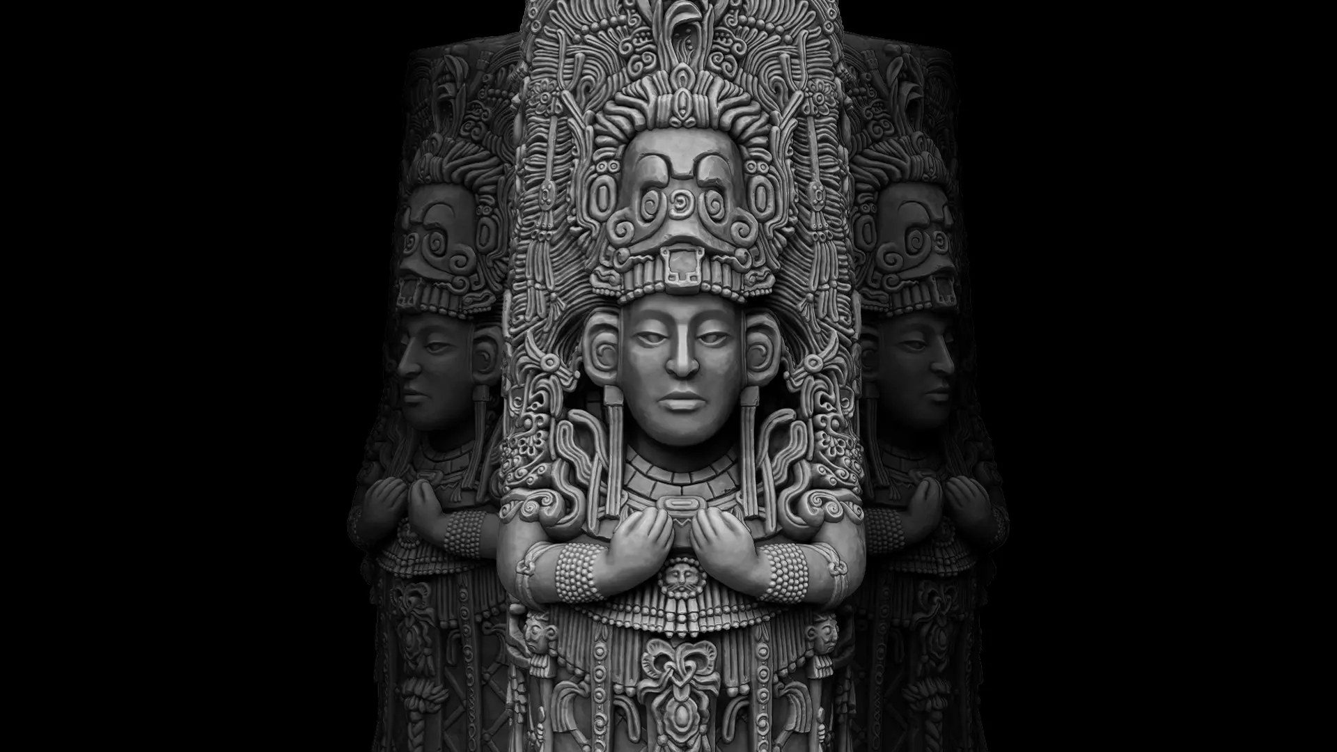 Ancient Mayan Statue 3D print model_0