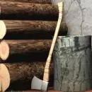 Hatchet axe and logs Free 3D model