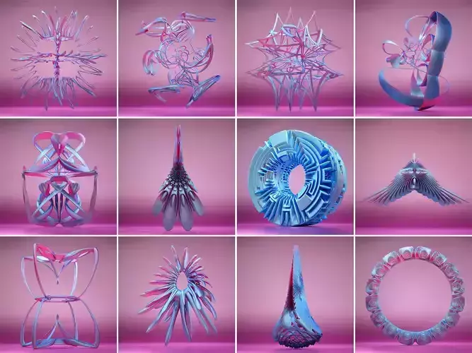 12 Abstract Objects 3D Model Collection