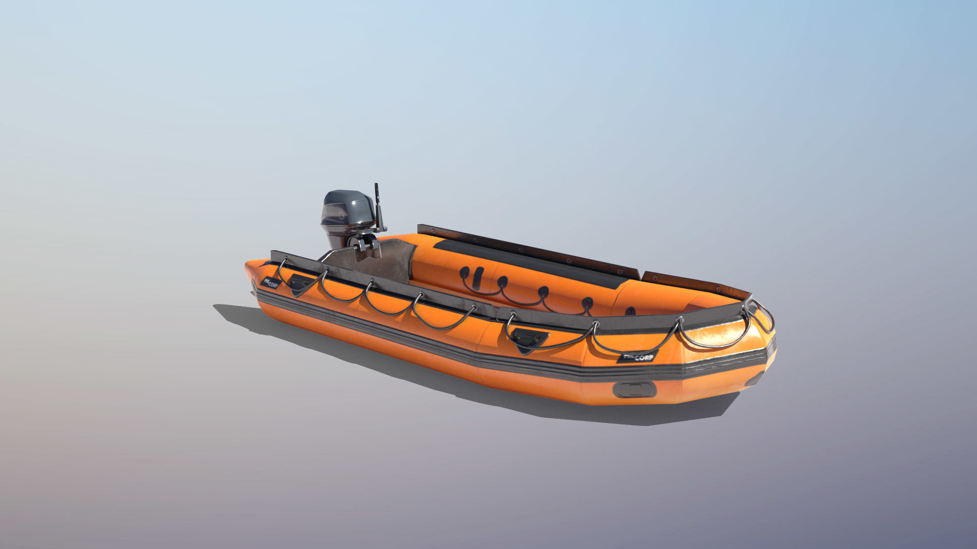 Lifeguard Rescue Boat With Trailer Low-poly 3D model_11