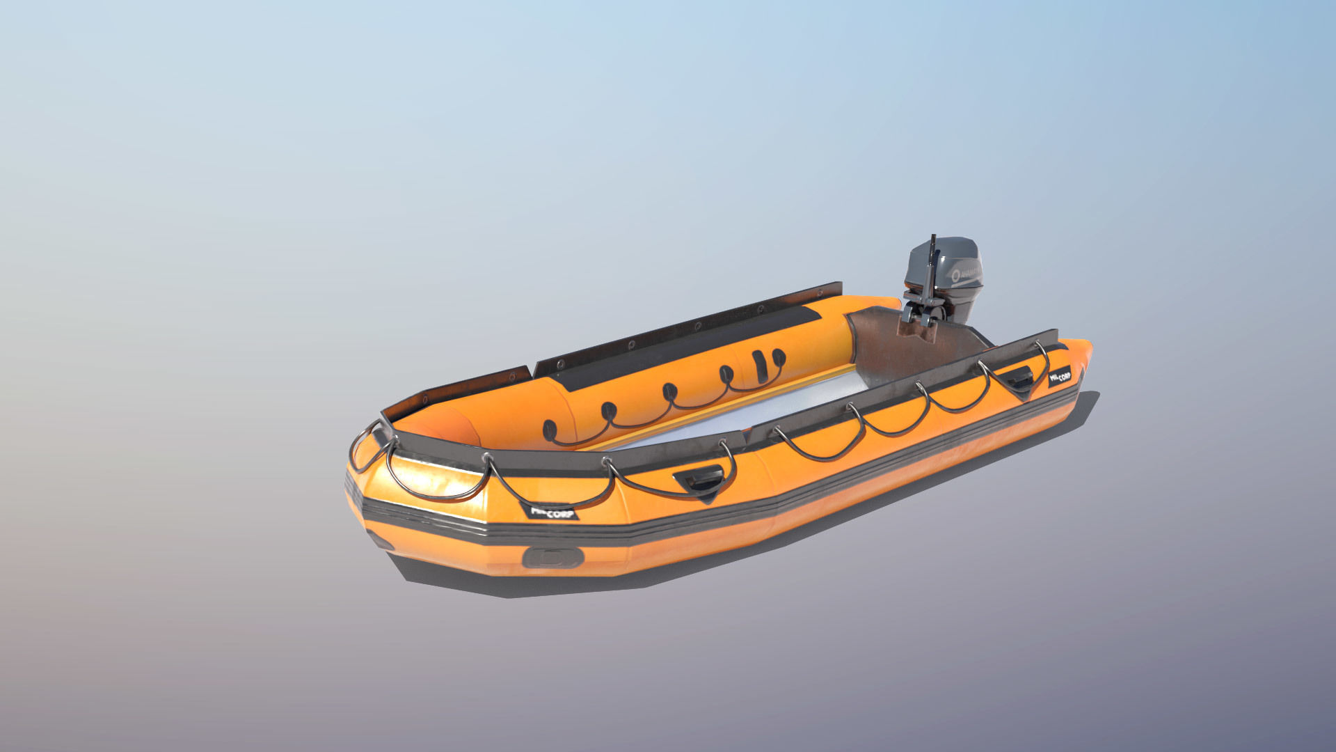 Lifeguard Rescue Boat With Trailer Low-poly 3D model_15