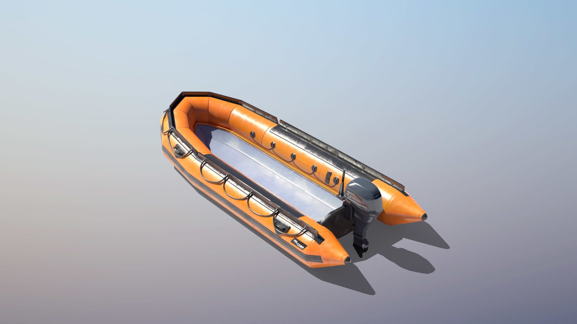 Lifeguard Rescue Boat With Trailer Low-poly 3D model_14