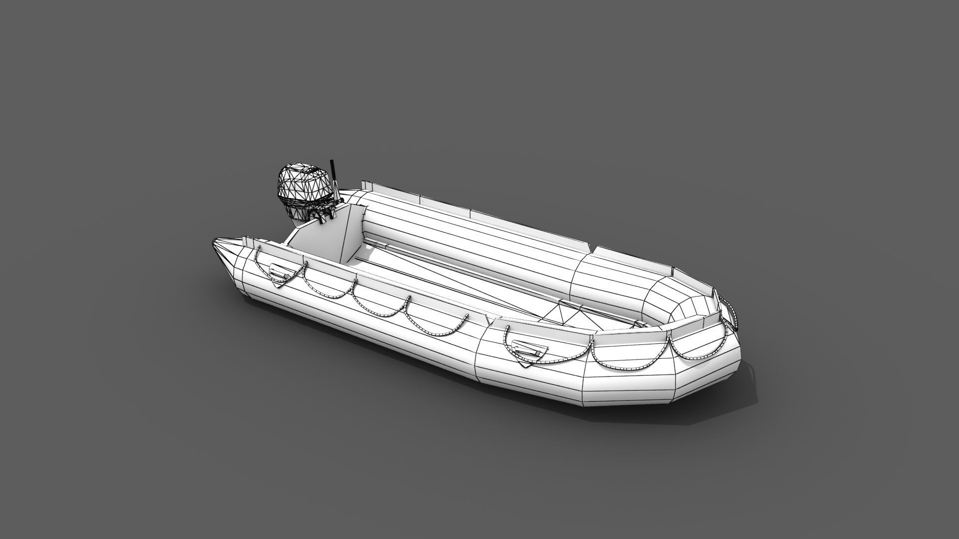 Lifeguard Rescue Boat With Trailer Low-poly 3D model_18
