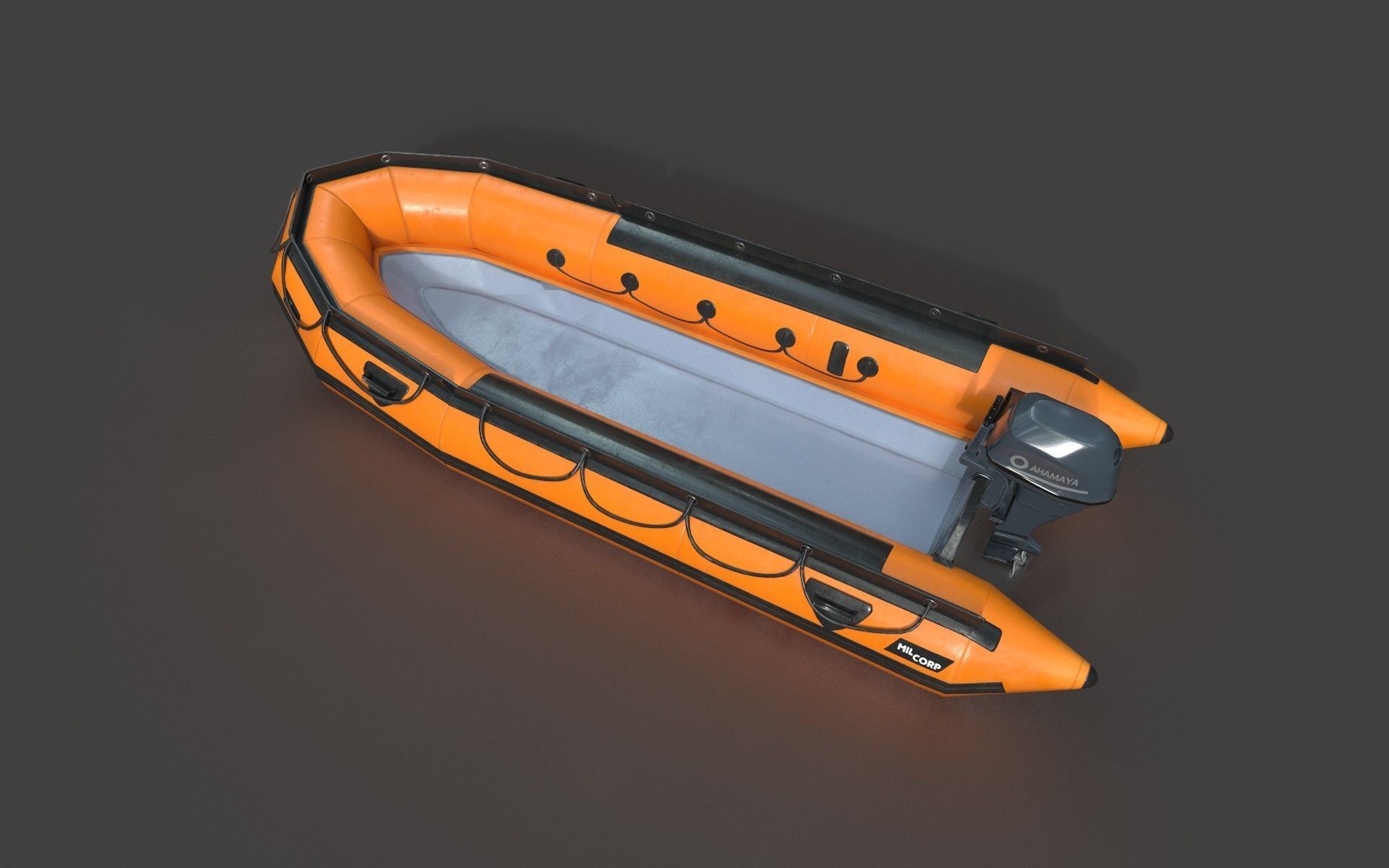 Lifeguard Rescue Boat With Trailer Low-poly 3D model_17
