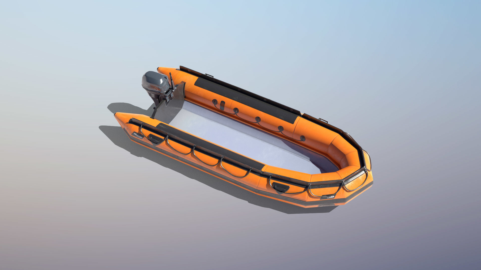 Lifeguard Rescue Boat With Trailer Low-poly 3D model_12